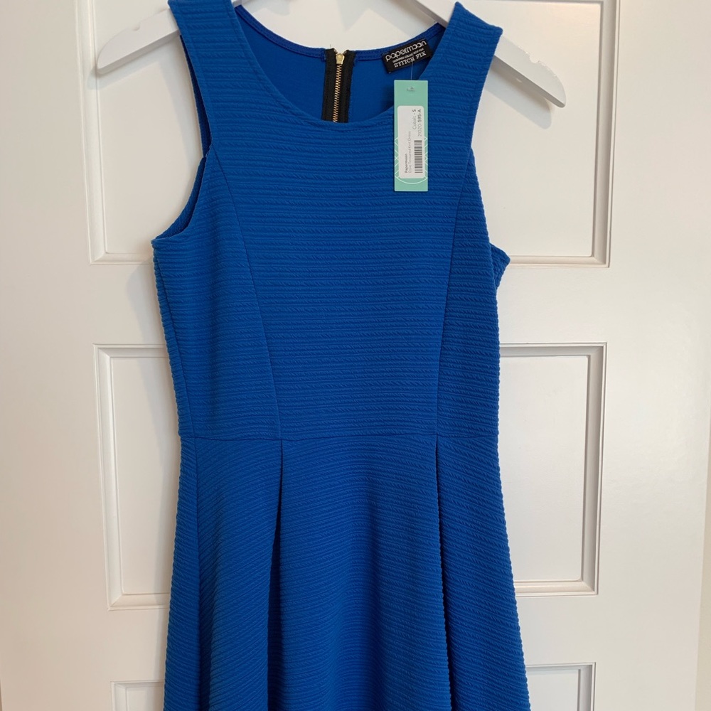 Papermoon Etsie Textured Knit Dress - Cobalt Blue